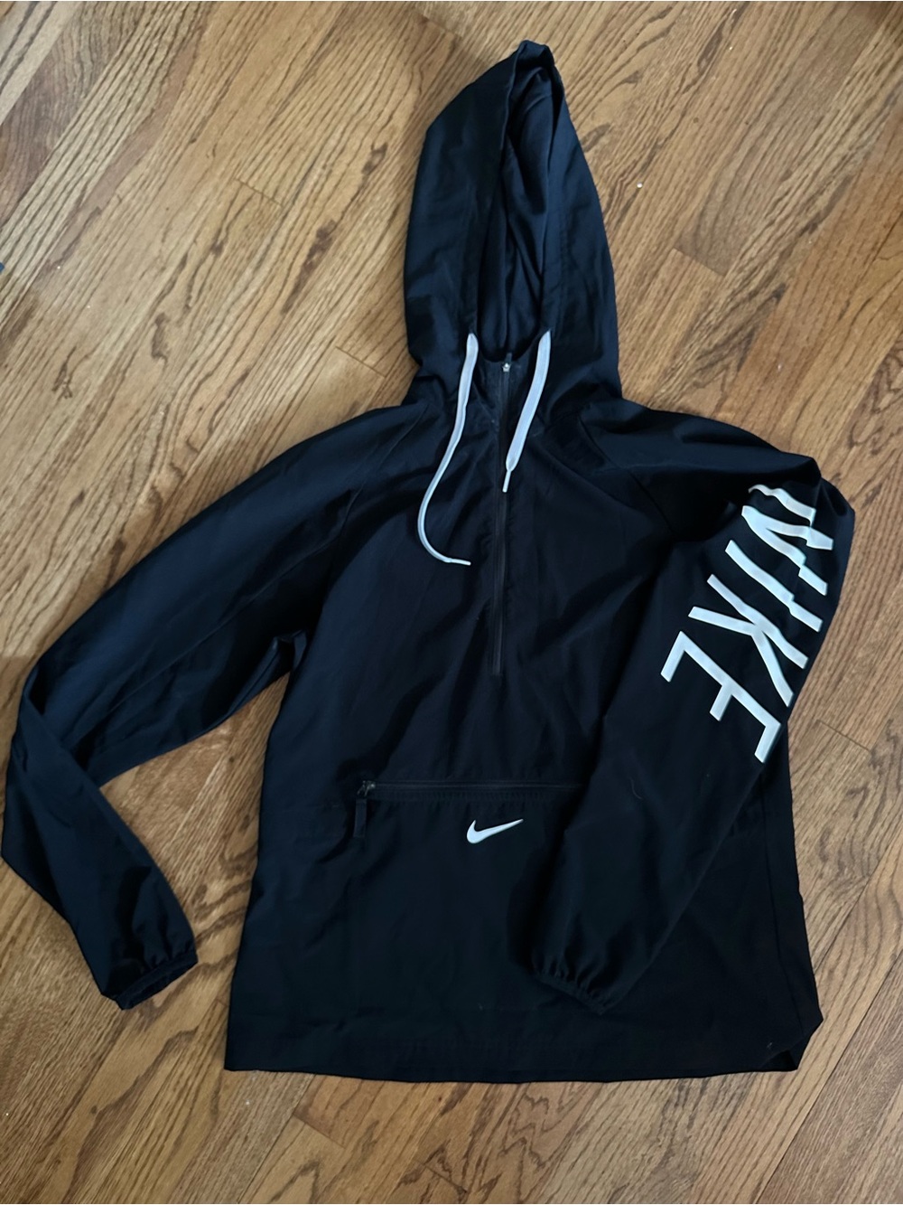 Nike Black Pullover Light Jacket with White Swoosh